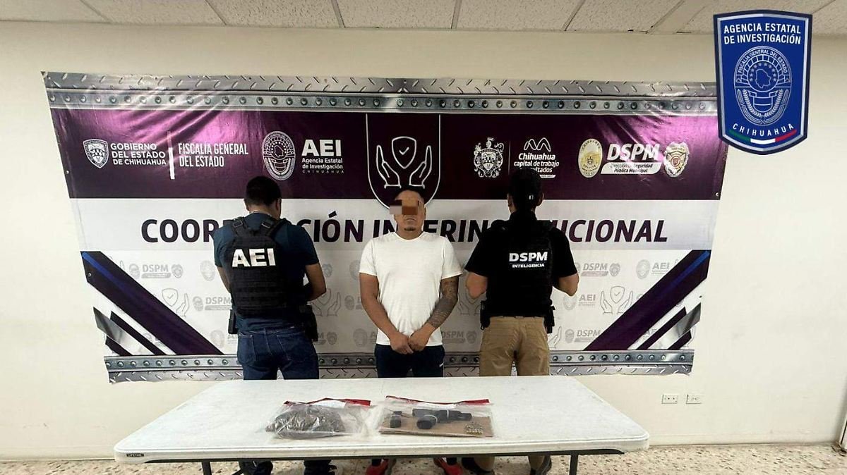 Detienen a hombre con marihuana y arma de fuego en Chihuahua