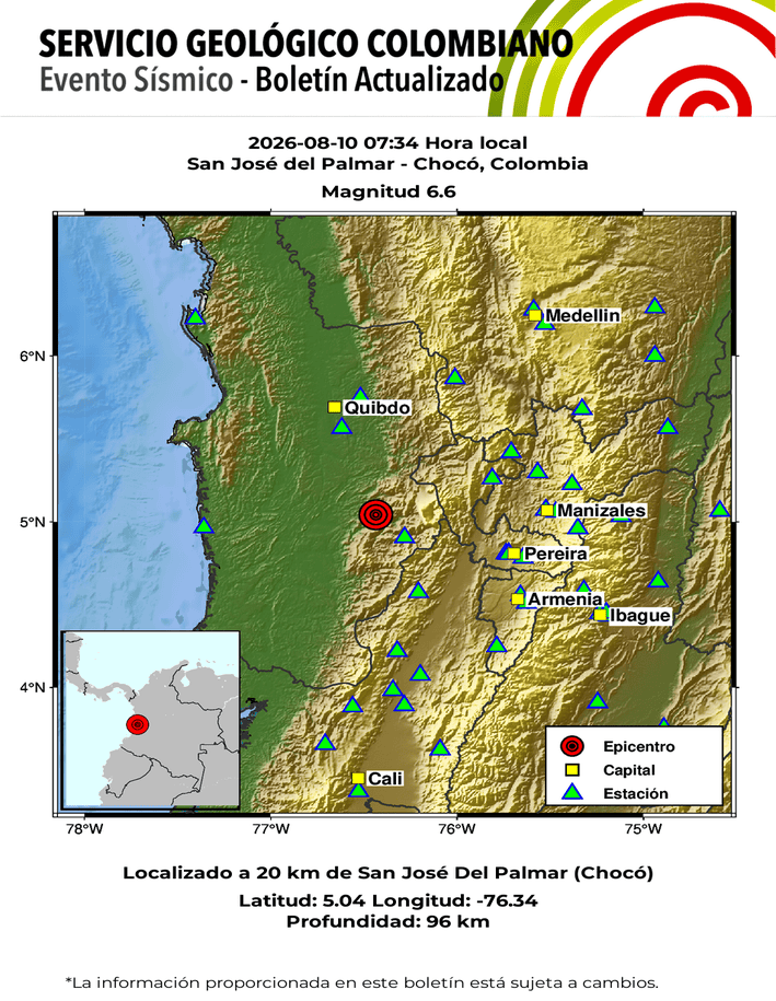 Sismo de magnitud 7.4 sacude Colombia sin daños reportados